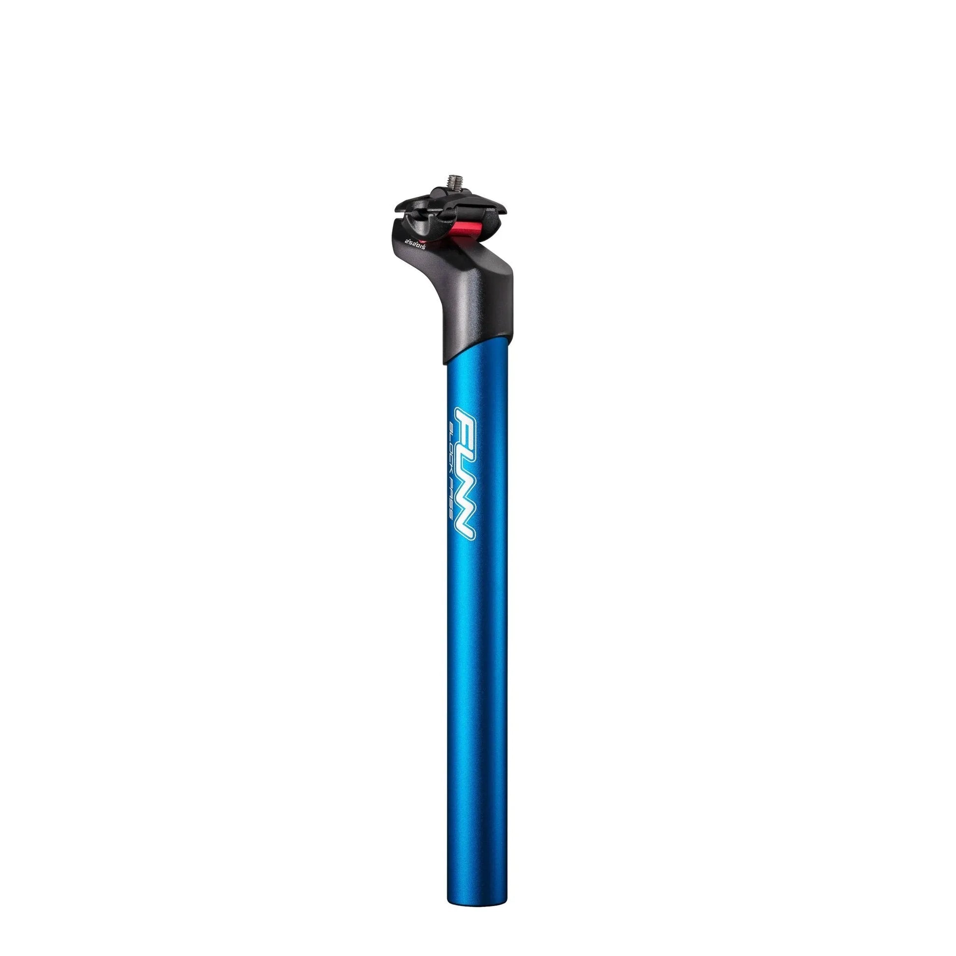 Funn mountain bike components - Blockpass Seatpost Blue 30.9mm 350mm in a white background.