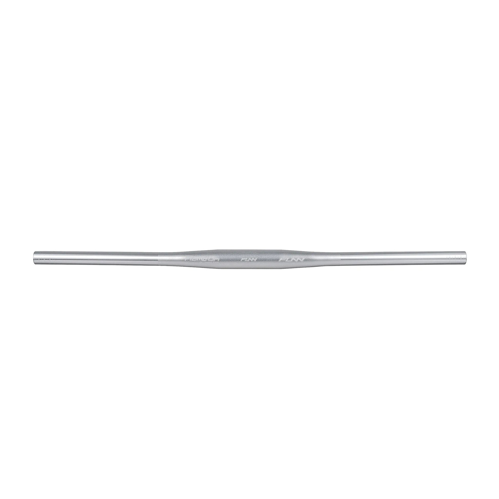 Funn mountain bike components - Flame On Flat Handlebar Silver 710mm in a white background.