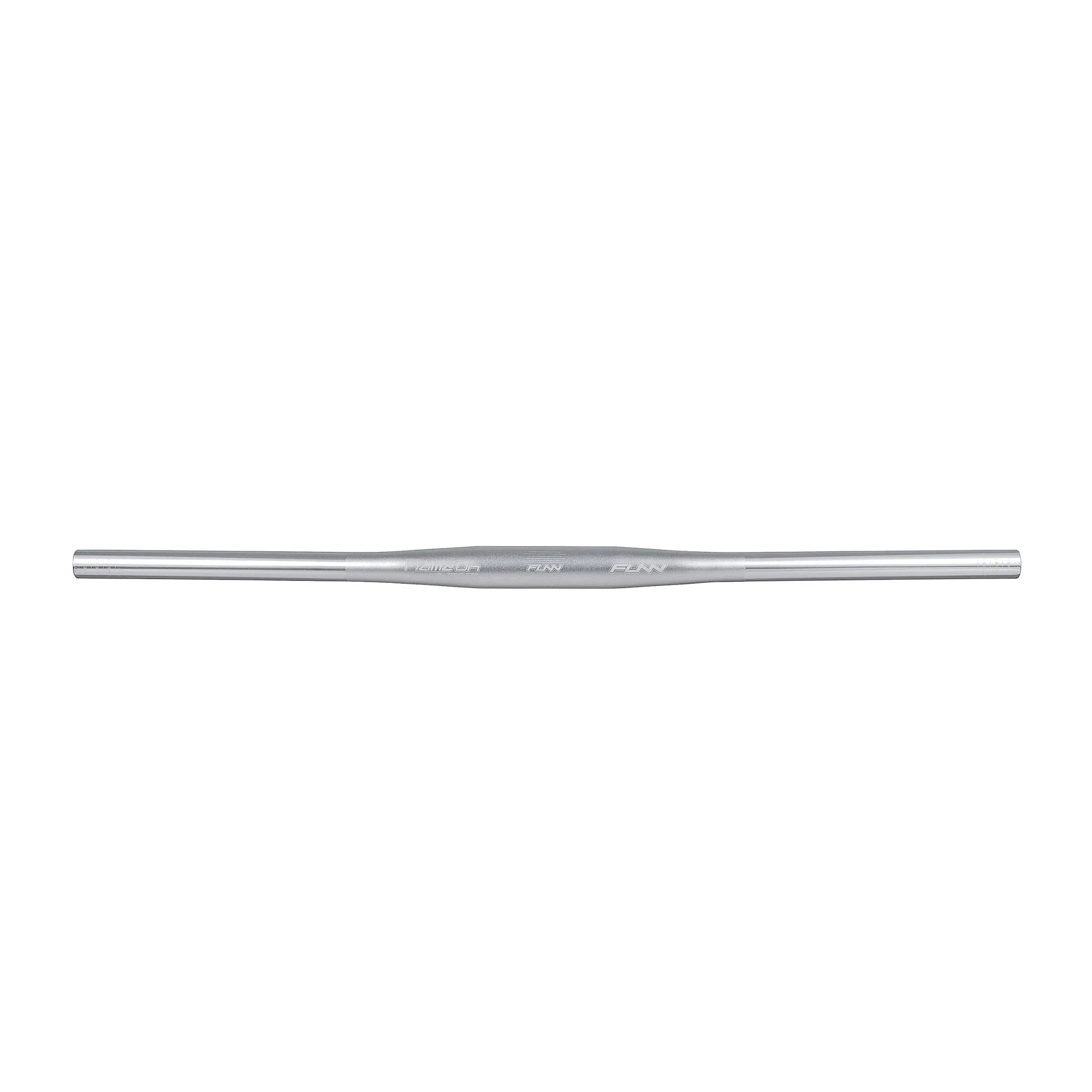 Funn mountain bike components - Flame On Flat Handlebar Silver 710mm in a white background.