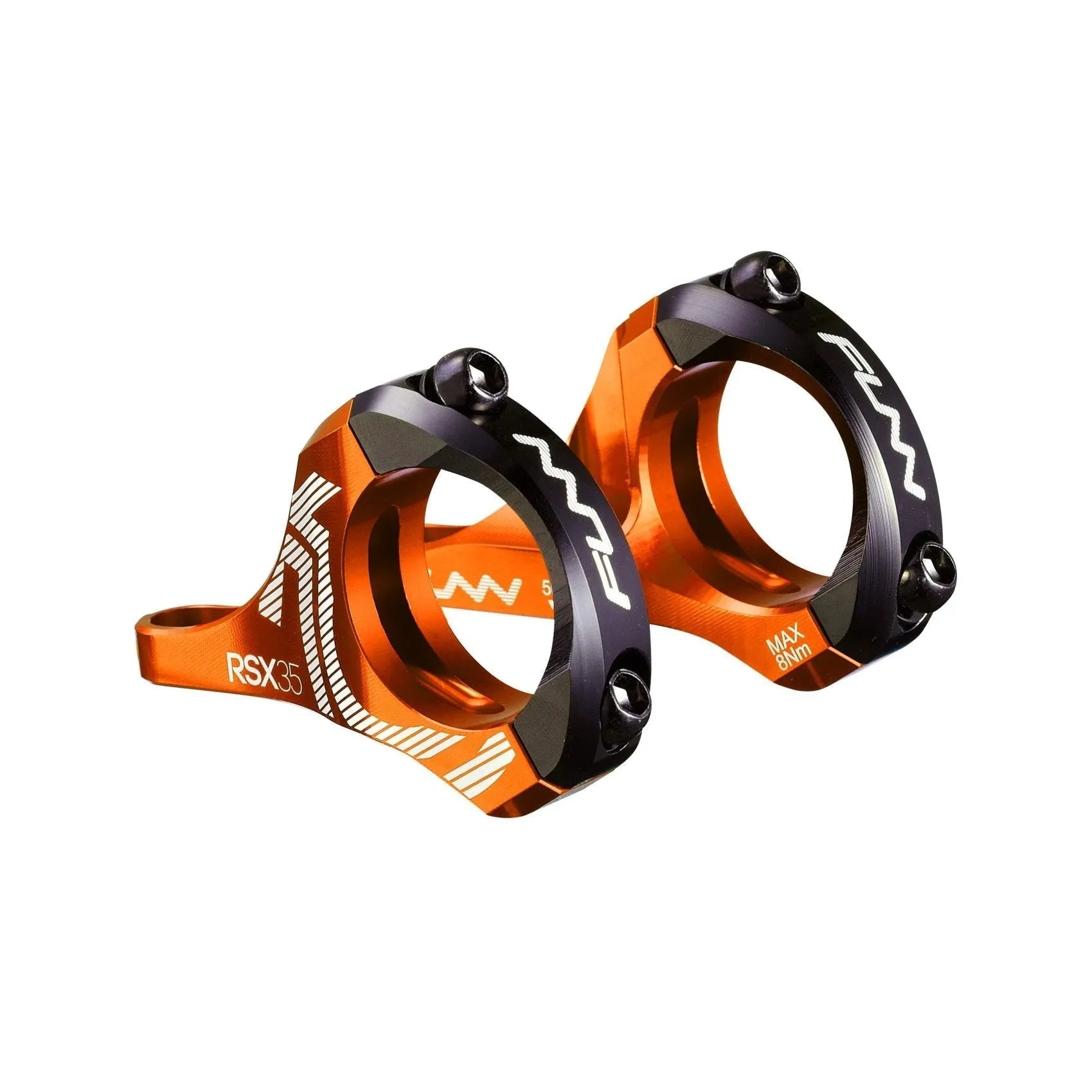 Funn mountain bike components - RSX Direct Mount Stem 35mm Orange 20mm in a white background.