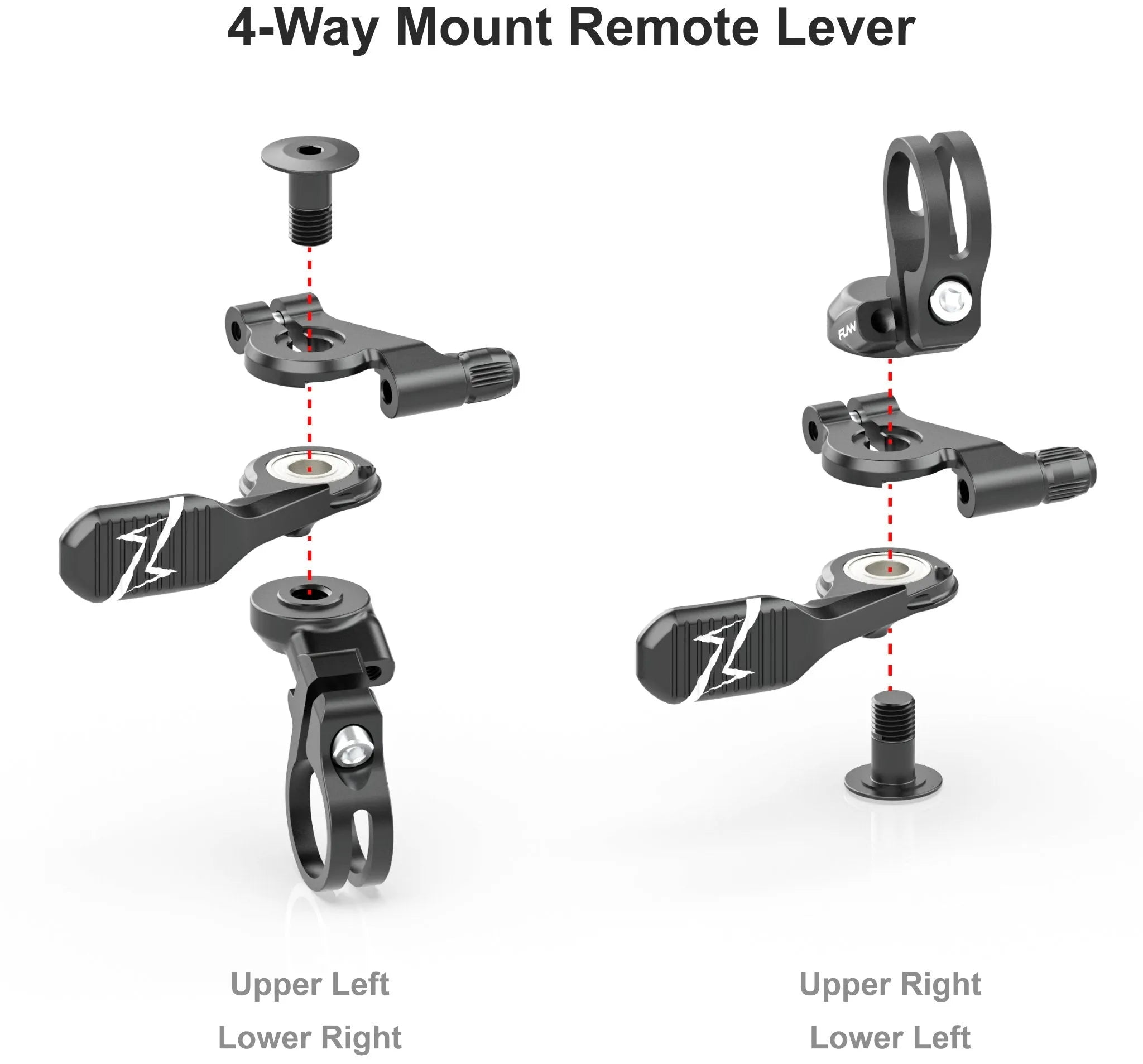 Funn mountain bike components - UpDown Dropper Lever Black in a white background.