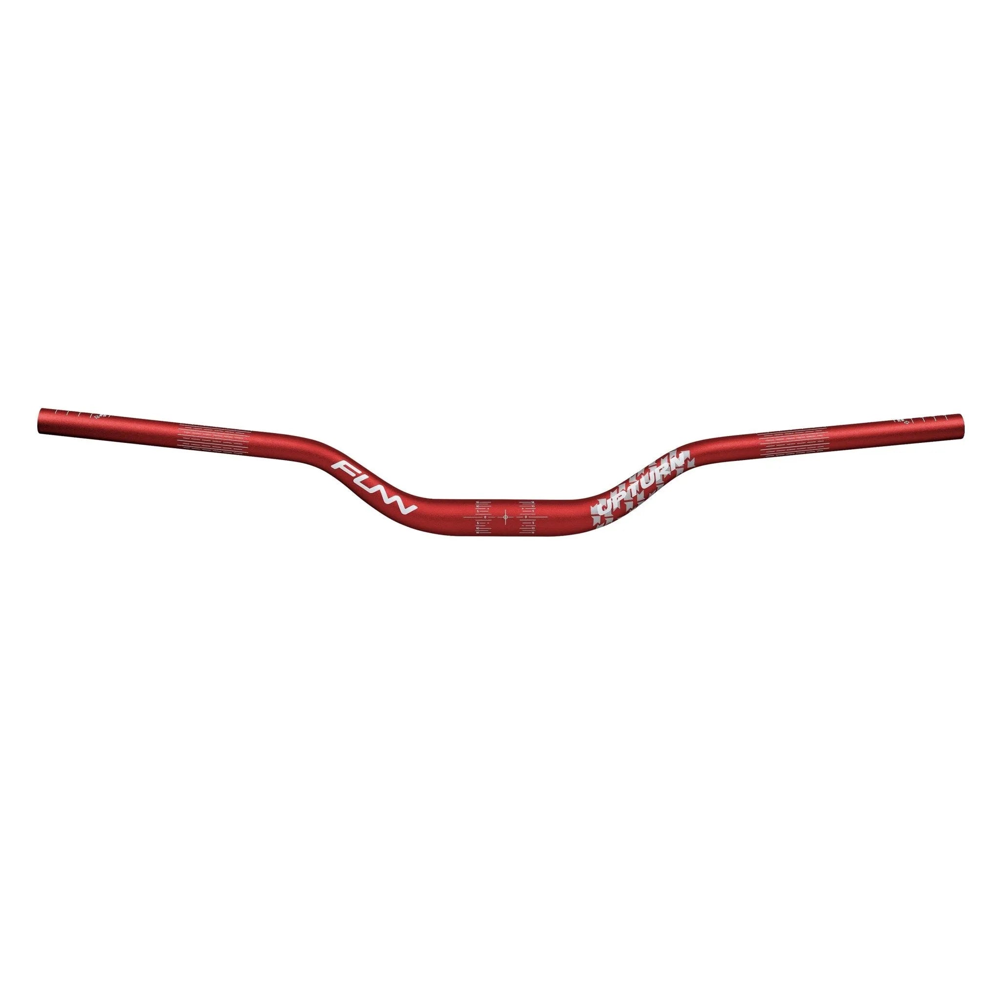 Funn mountain bike components - Upturn High Riser Handlebar Red 55mm in a white background.