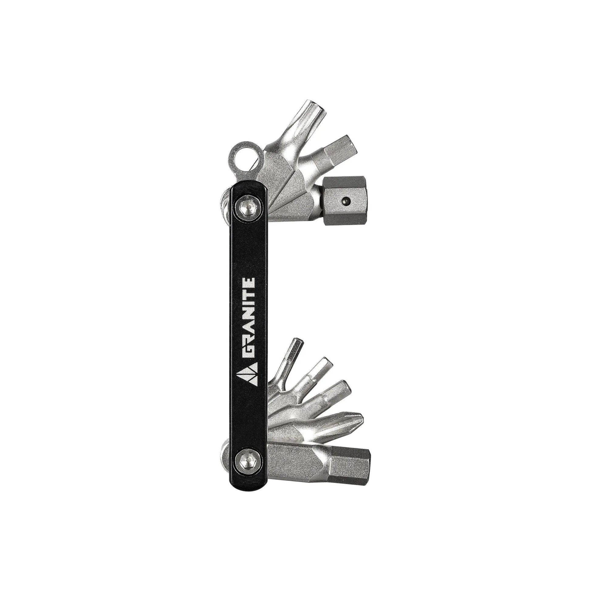 Granite Diverse 10 functional Black Multi tool on a white background