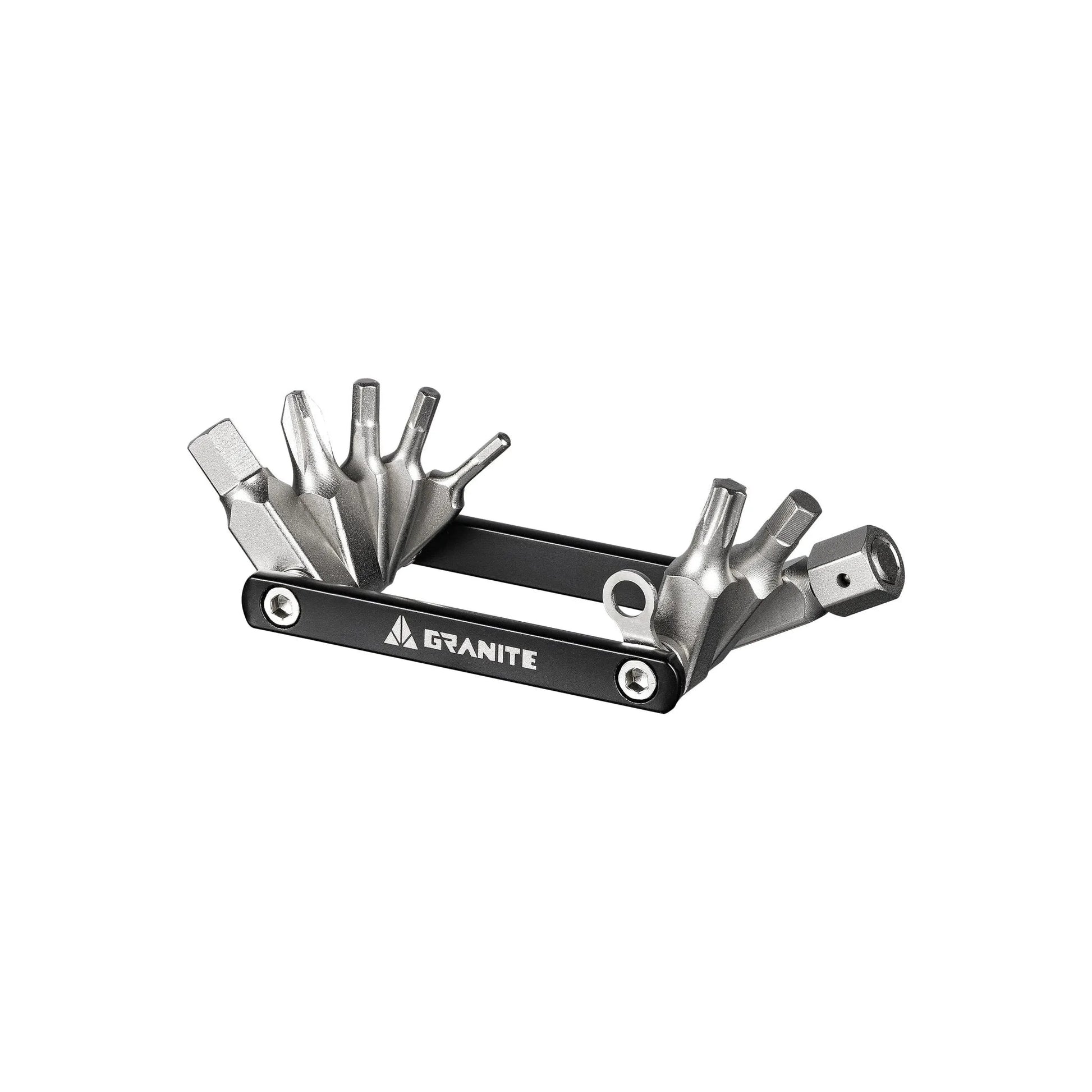 Granite Diverse 10 functional black multi tool on a white background