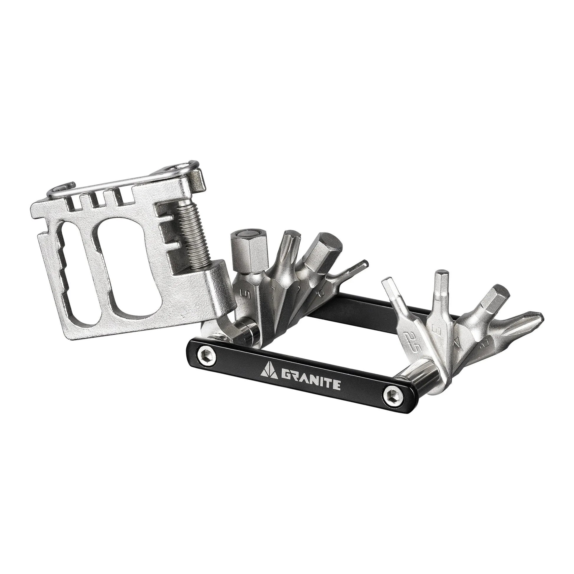 Diverse 20 functional black Multi tool branding Granite on a white background
