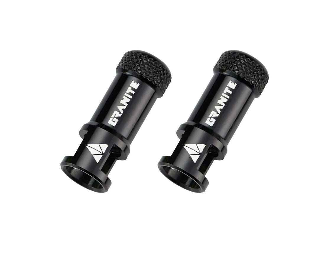 Granite Juicy Nipples Presta Valve Core Remover Caps for Bike & Bicycle, with Valve Core Removing Function - Black/Alloy