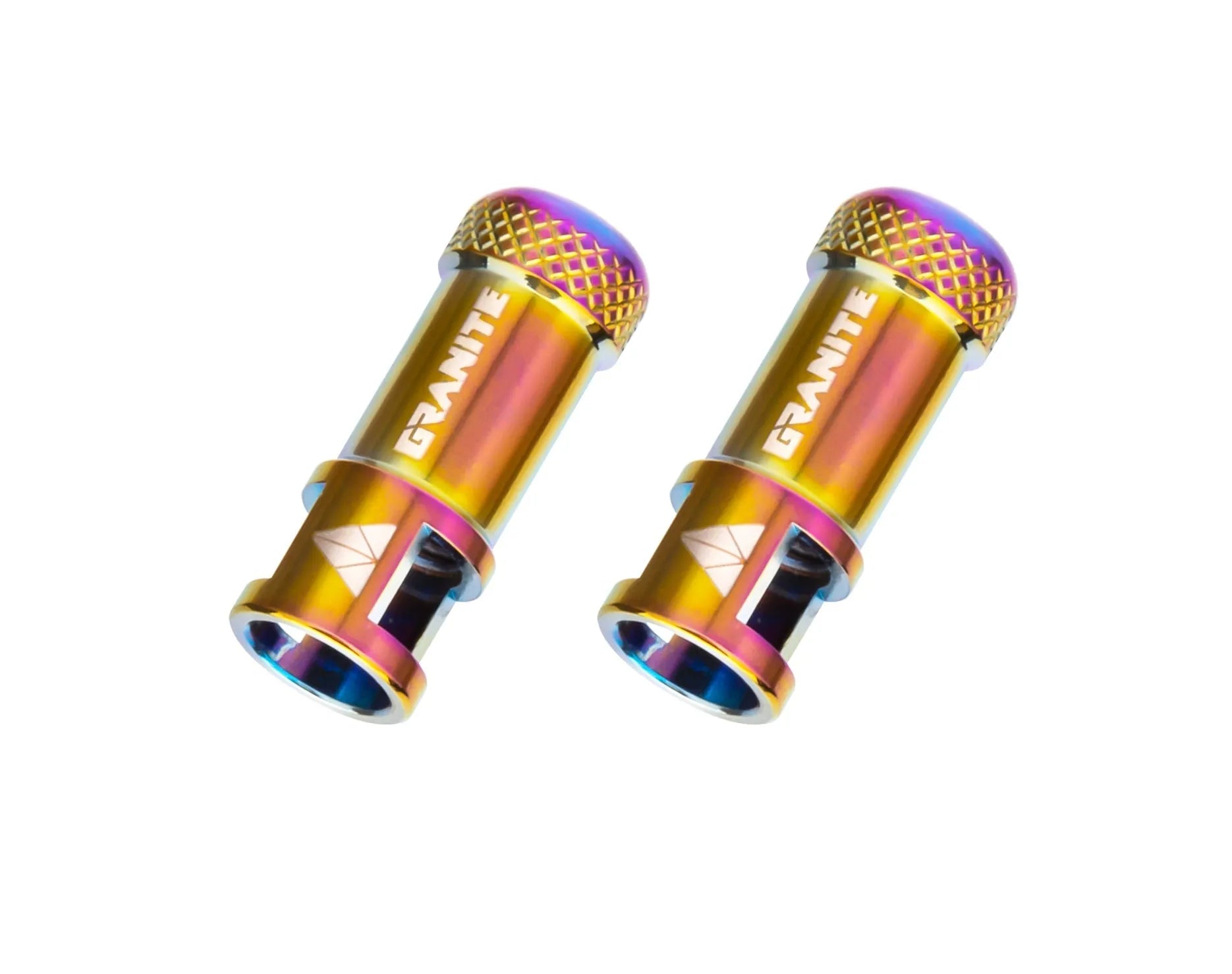 Granite Juicy Nipples Presta Valve Core Remover Caps for Bike & Bicycle, with Valve Core Removing Function - Oil Slick/Alloy