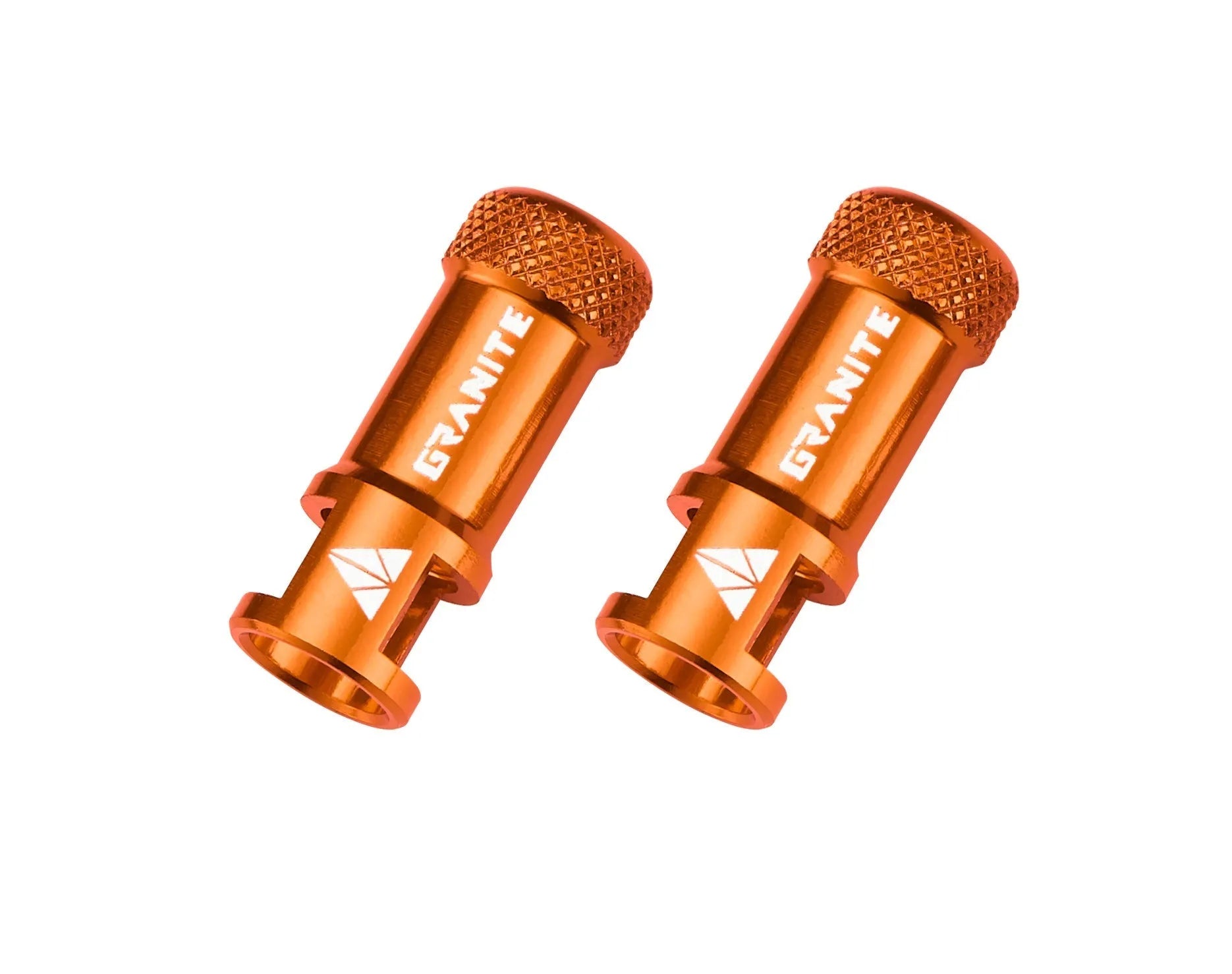 Granite Juicy Nipples Presta Valve Core Remover Caps for Bike & Bicycle, with Valve Core Removing Function - Orange/Alloy