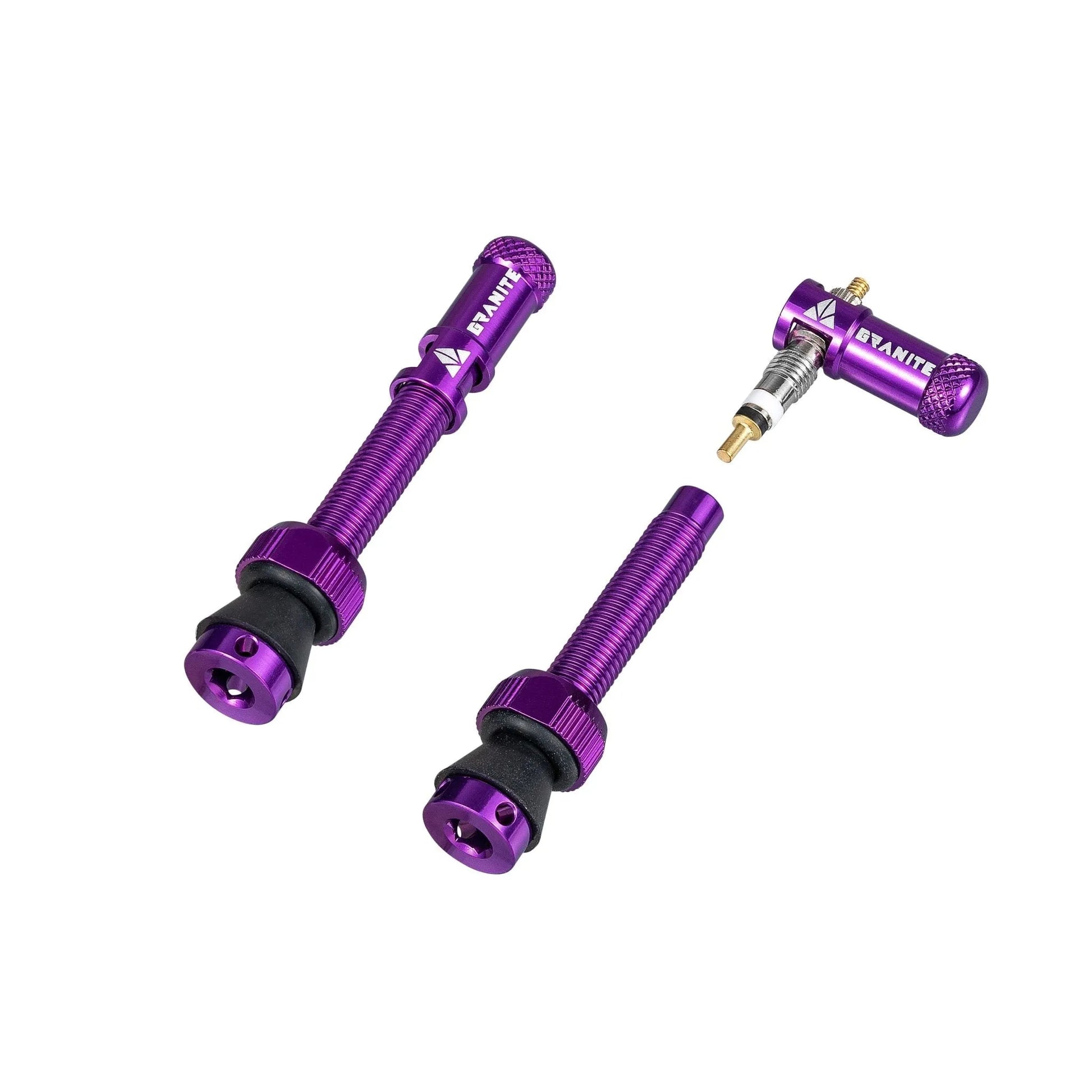 Granite Juicy Nipples Presta Valve Core Remover Cap and Stem Set for Bike & Bicycle,  - Purple/Alloy