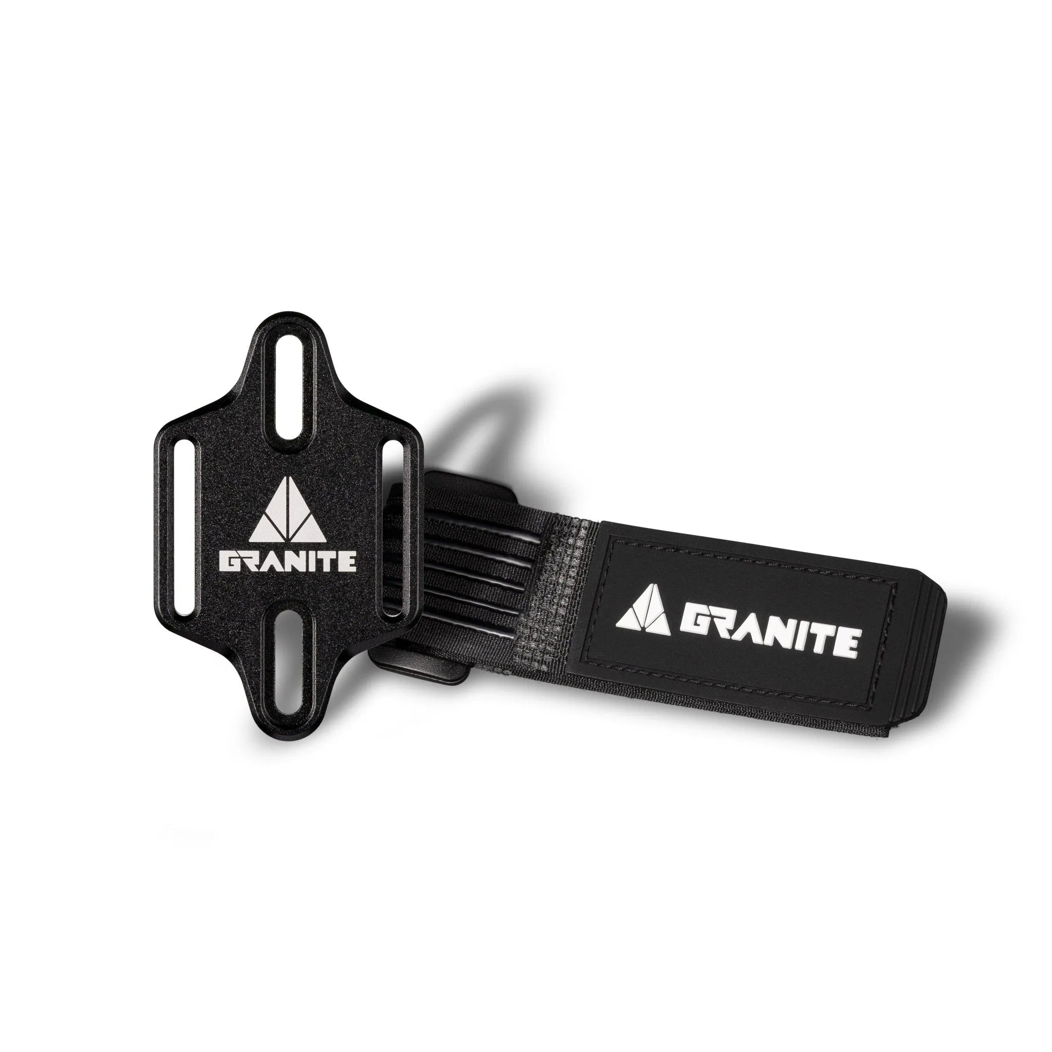 Granite Portaledge minimalist bike storage mount, secures tools with hook-and-loop strap to frame bottle bosses. - Black -