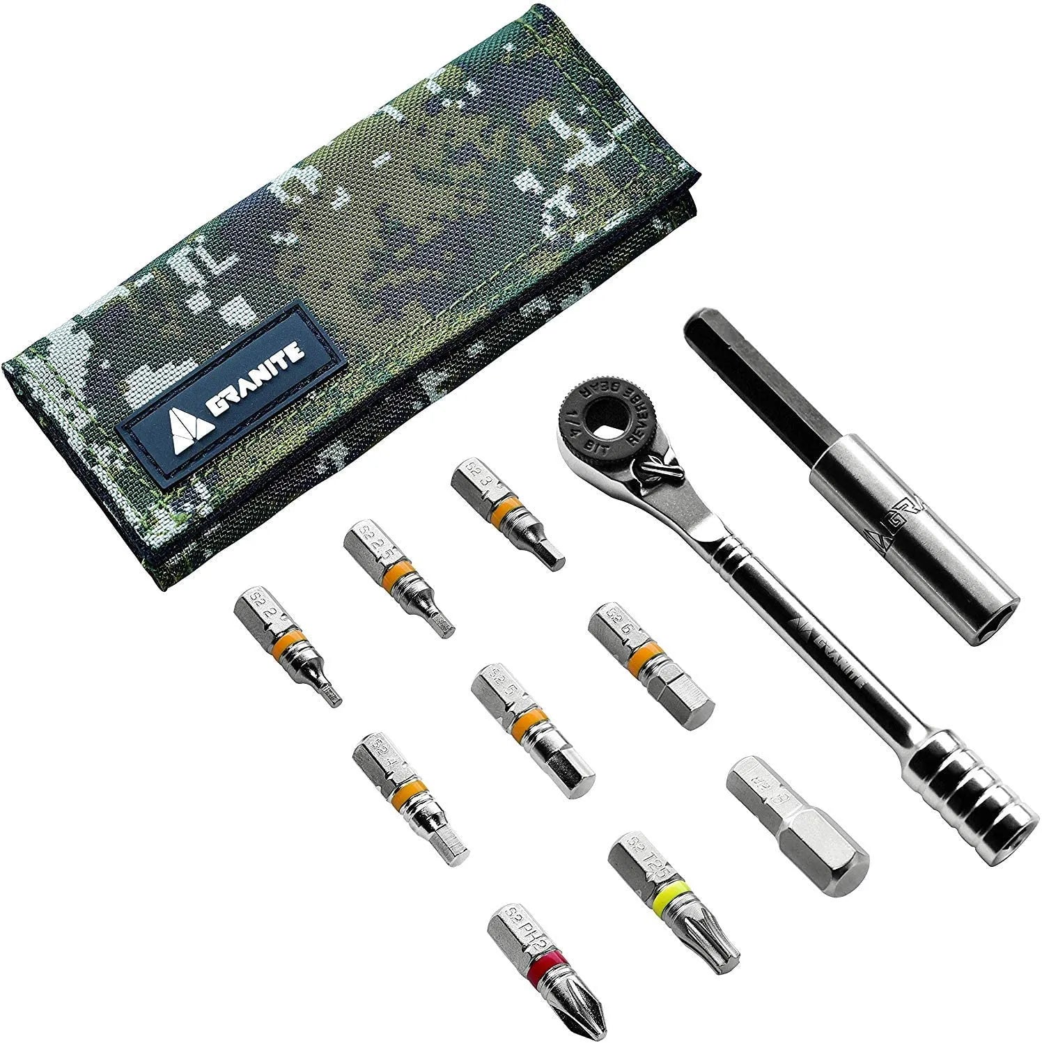 Granite Rocknroll Mini Ratchet Tool Kit - Camo Green -